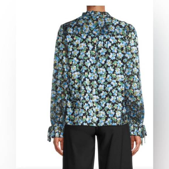 $NWT 245. ELIE TAHARI print SUBLIME bloom Luxury SILK blend TOP/ BLOUSE Small - Picture 8 of 11
